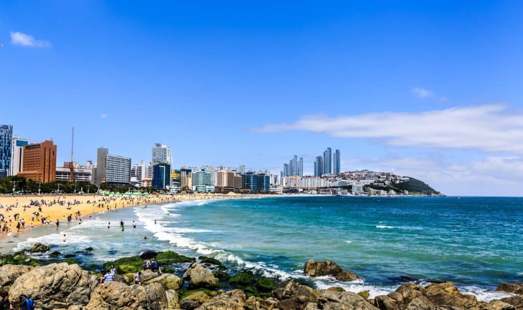 Praia de Haeundae, em Busan, Coreia do Sul